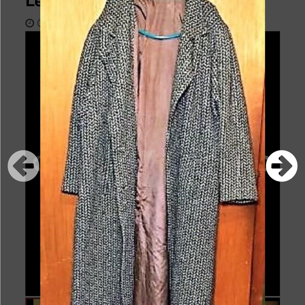 Vintage Herringbone Coat - Womens Large